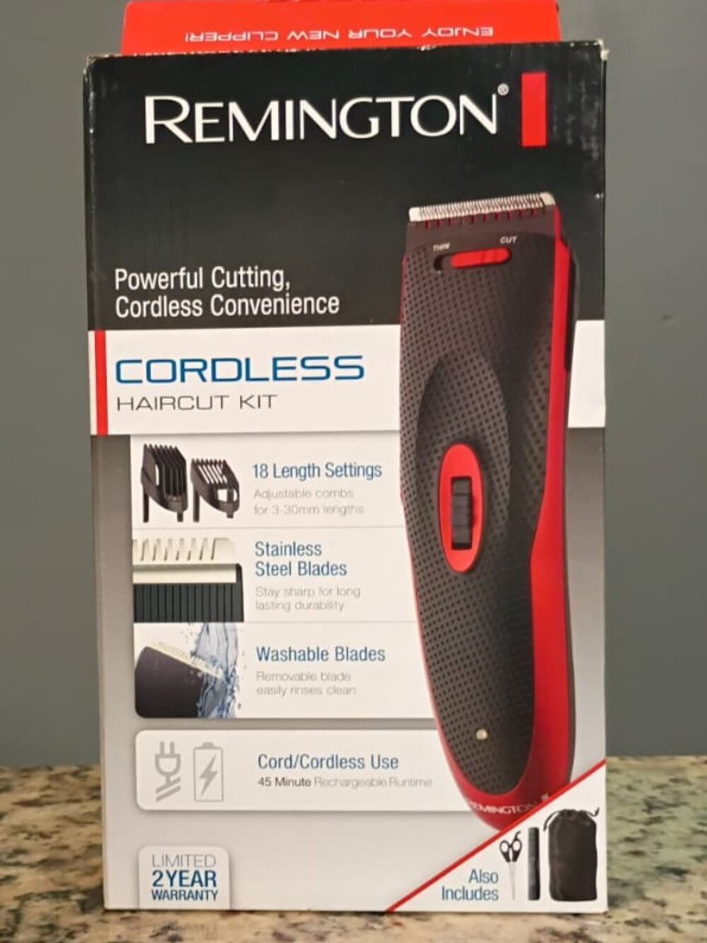 Remington Cordless Hair Kit-18 Length Settings-Stainless Steel & Washable Blades